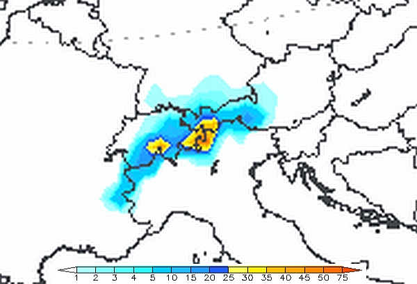 Een dik pak sneeuw wordt verwacht in een deel van de Alpen Een dik pak sneeuw wordt verwacht in een deel van de Alpen