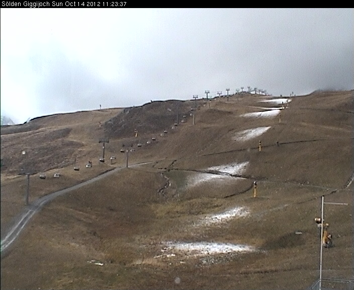 De webcam van Sölden laat nog amper sneeuw zien De webcam van Sölden laat nog amper sneeuw zien