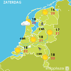 Het weerkaartje voor zaterdag Het weerkaartje voor zaterdag