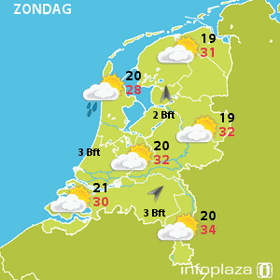 Het weerkaartje voor zondag Het weerkaartje voor zondag